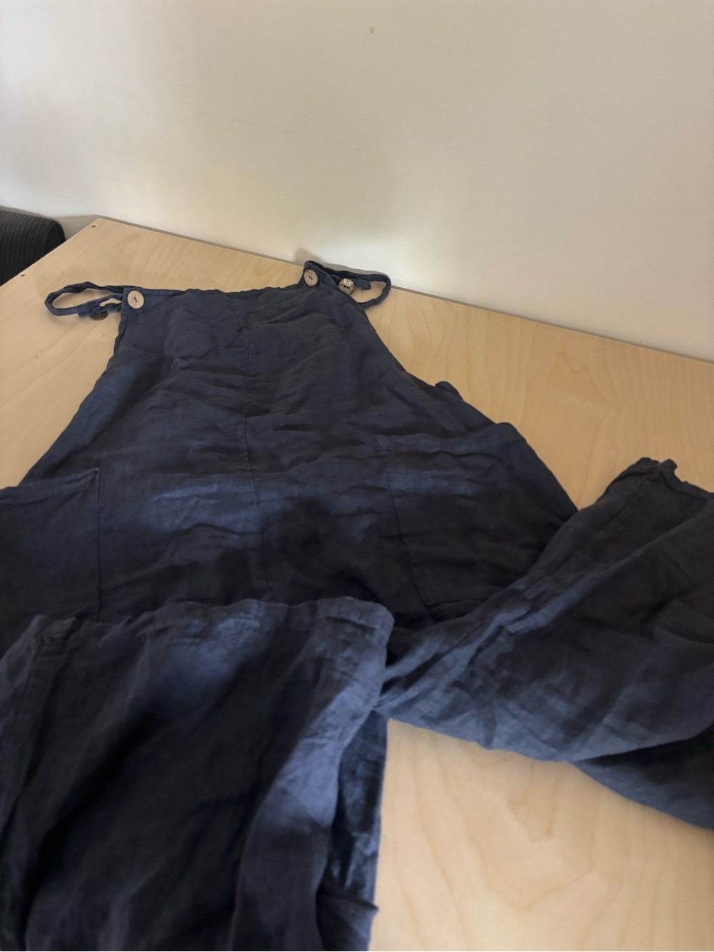 Navy Linen Wide-Leg Jumpsuit